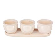 Cream Round Ceramic Small Planter Set 4pc 