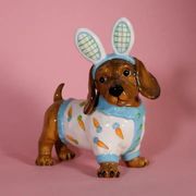 Dachshund Figurine Looking Dashing in Carrots
