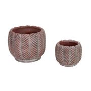Deco Leaf Design Concrete Flower Pot  2pc set