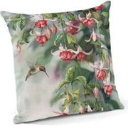 Decorator Pillow Garden Gem Ruby-Throated Hummingbird  18" square