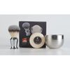 GBS Wet Shaving Set- Stainless Shaving Brush, Bowl + Soap