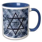 Hanukkah Menorah with Star of David Two-Tone Blue Mug
