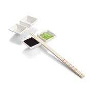 Helen's Asian Kitchen 2-Section Sauce Dishes with Chopstick Rest, Set of 2