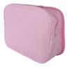  Jumbo Double Zipper Cosmetic Bag Cotton Waffle  Pink