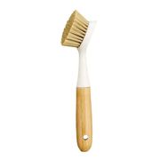 HIC Kitchen Dish Scrubbing Brush, Bamboo with Non-Scratch Bar