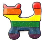 Lapel Pin Sparkle Rainbow Cat 