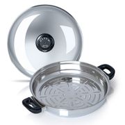  Maxam Stainless Steel 13 Inch Grill Pan, Durable Stainless Steel Construction, Cover and Sear Ridges
