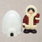 Salt and Pepper Shaker Set Eskimo & Igloo Ceramic 