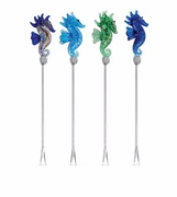 Glass Seahorse Pics Set of 4