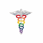 Rainbow Pride Caduceus Lapel Pin 