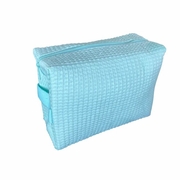  Cotton Waffle Cosmetic Bag Large Mint