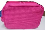 Jumbo Double Zipper Cosmetic Bag Cotton Waffle Fuchsia