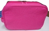 Jumbo Double Zipper Cosmetic Bag Cotton Waffle Fuchsia