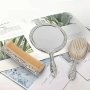 Ornate Vanity Set with Comb, Brush & Mirror Nickel-Plated