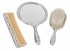 Ornate Vanity Set with Comb, Brush & Mirror Nickel-Plated