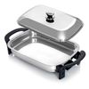  Precise Heat 16-Inch Electric Skillet - Rectangular Stainless Steel Pan with Handles and Lid Cover