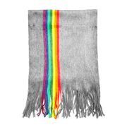 Rainbow Stripe Acrylic Scarf  Light Grey