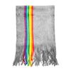 Rainbow Stripe Acrylic Scarf  Light Grey