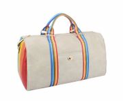 Rainbow Stripe Weekender Bag BEIGE  19L x 13H x 9.5W