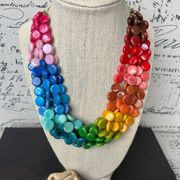 Rainbow Tagua Nut Rounds Necklace - Chunky Bib 