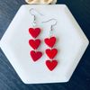 Red Tagua Nut Heart Earrings Dangle and Drop Earrings 