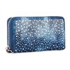 Rhinestone Design Accordion Clutch Wallet BLUE