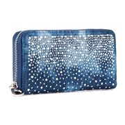 Rhinestone Design Accordion Clutch Wallet BLUE