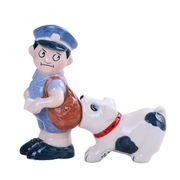 Salt and Pepper Shaker: Mailman and Dog