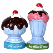 Salt and Pepper Shaker Set  Ice Cream Sundaes Dessert 