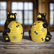 Salt and Pepper Shakers Bear with Beehive