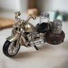 Salt and Pepper Shakers in Motorcycle Saddlebags Holder