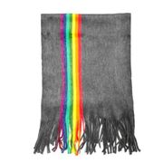 Rainbow Stripe Acrylic Scarf  Dark Grey