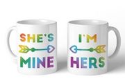She's Mine I'm Hers Rainbow Coffee Mug