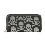 Skull and Crossbones Bling Clutch Wallet