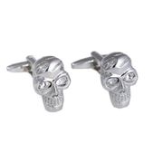 Skull Design Rhodium Plated Cufflinks with Crystal Inserts