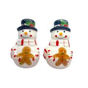 Salt and Pepper Shaker Set Snowman w/Gingerbread Man Design 