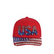  USA American Flag Bling Cap RED