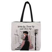 Wake Up Dress Up and Show Up Woven Tote Bag  20" x 15"