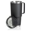 XPAC Double Vacuum Wall Stainless Steel Tumbler with Lid, 44 Ounce, Stainless Steel With Handle, Black