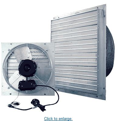 24 Inch Shutter Fan With Cord - UL507 Motor 2 Speeds