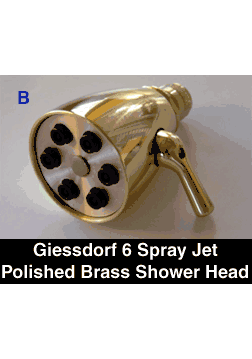 Giessdorf 6 Jet Polished Brass Shower Head - Shower Power
