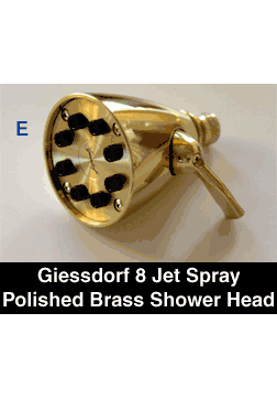 Giessdorf 8 Jet Gold Finish Shower Head - Incredible Power 