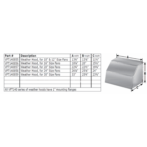 24 Inch Galvanized Weather Hood - VFT140858