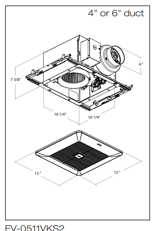 Panasonic FV-05-11VKS2 Bathroom Exhaust Fan with Speed Selector