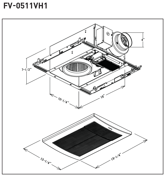 WhisperWarm® DC™ Ventilation Fan/Heater Combo FV-0511VH1