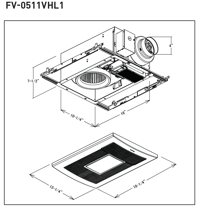 WhisperWarm® DC™ Ventilation Fan/Heater/Light Combo FV-0511VHL1