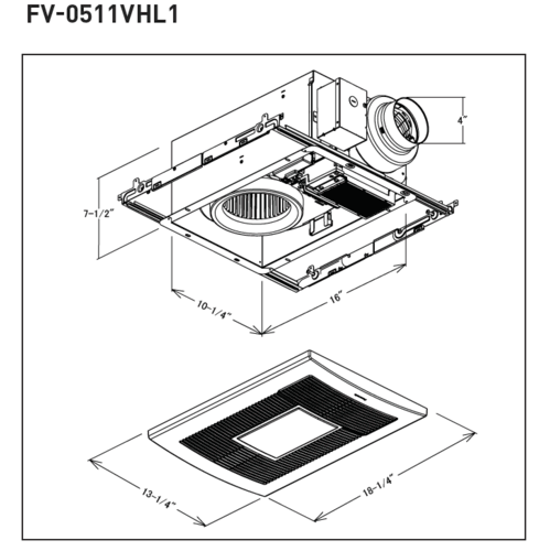 WhisperWarm® DC™ Ventilation Fan/Heater/Light Combo FV-0511VHL1