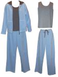 RocketWear Blue and Grey 3-Piece Cotton Velour/Modal Lounge Set LARGE