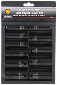 11 Piece 1/2" Drive Deep Impact Sockets (SAE)
