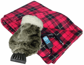 12 Volt Heated Fleece Travel Blanket & Fur Ice Scraper Set
